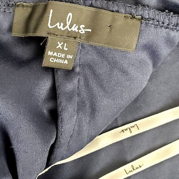 Lulus Flirting with Desire Bodycon Navy Blue Lace Fringe Dress NWT Size XL - Picture 10 of 13